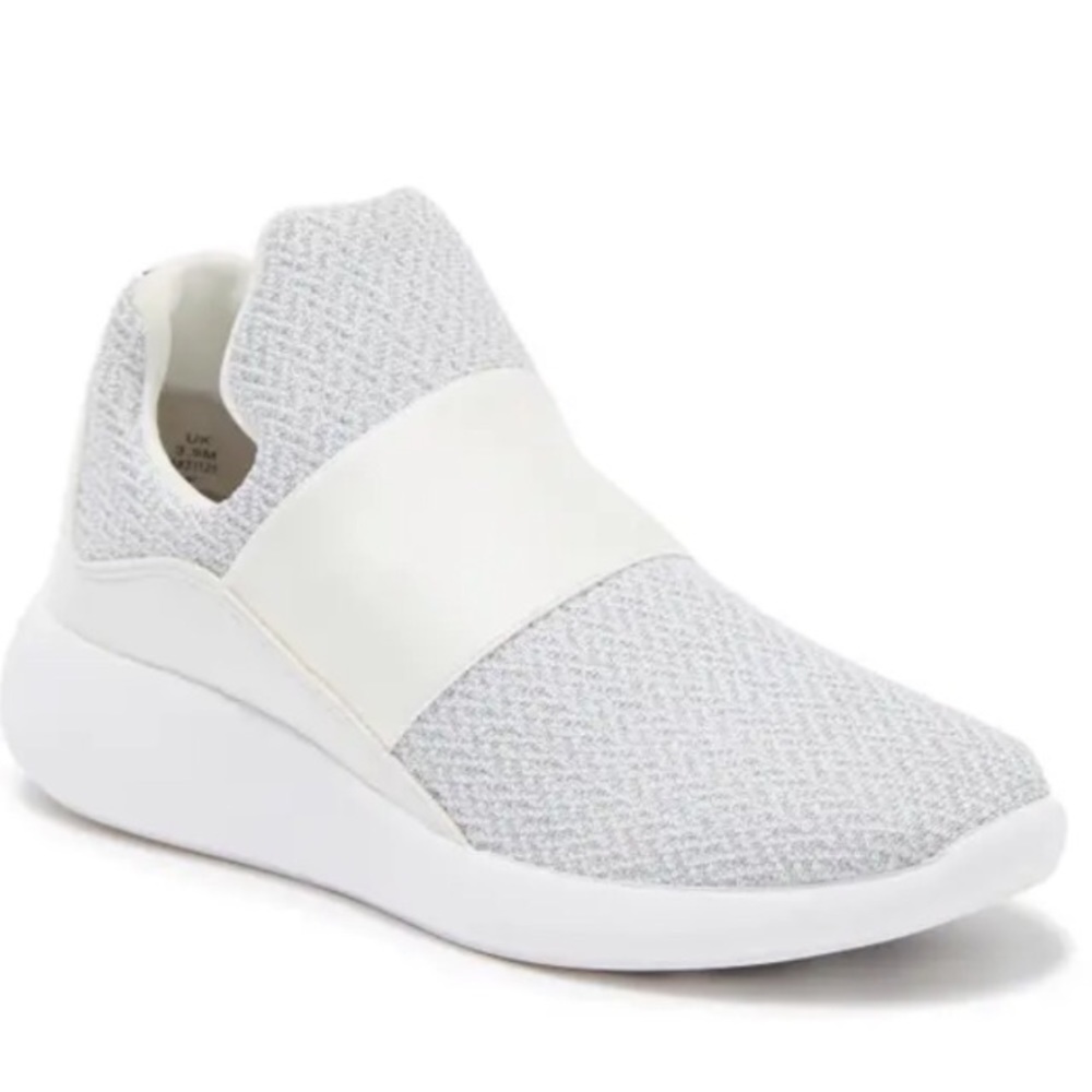 NEW! Women's Donna Karan White Silver Sparkly Cory Slip-On Sneaker - Size 10
